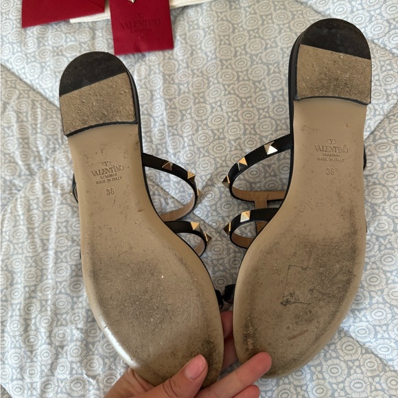 Valentino Rockstud Strappy Slides in Black - Picture 11 of 12